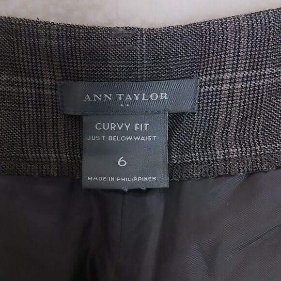 Ann Taylor Womens Pants Gray Plaid Career Slacks sz 6 Curvy Mid Rise Boot Cut - Picture 11 of 11